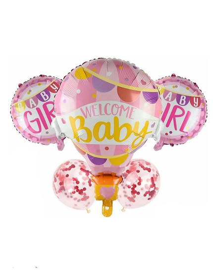 Welcome Baby Girl Hot Air Balloon Set 10pc