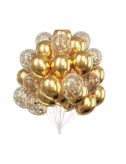 Confetti And Metallic Latex Balloons 30pc