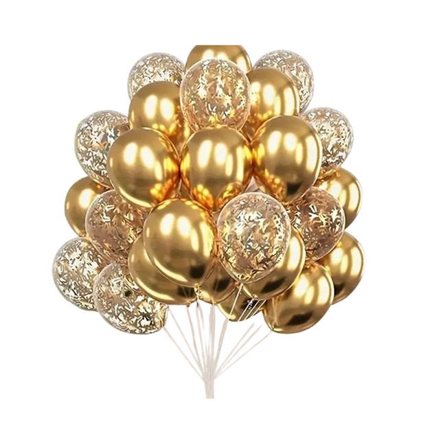 Confetti And Metallic Latex Balloons 30pc