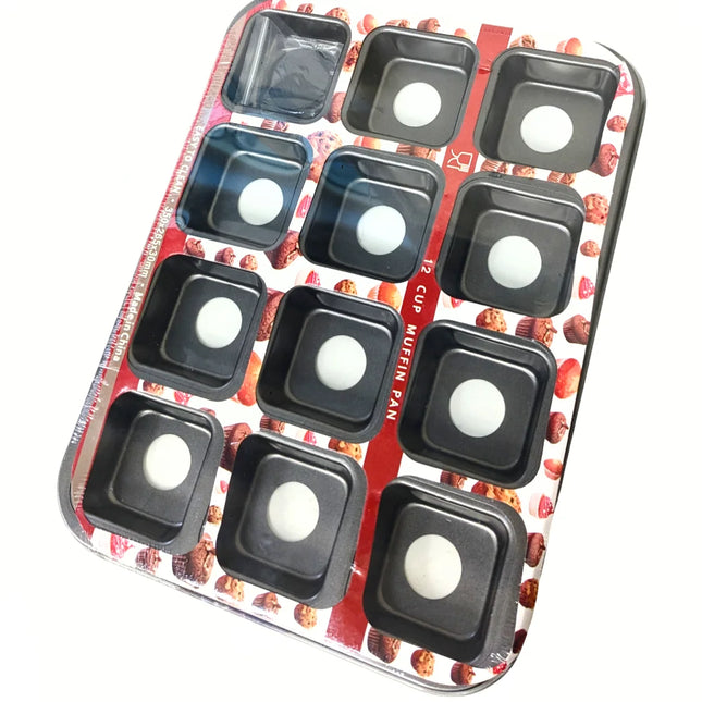 12 Cup Square Non-Stick Muffin Pan
