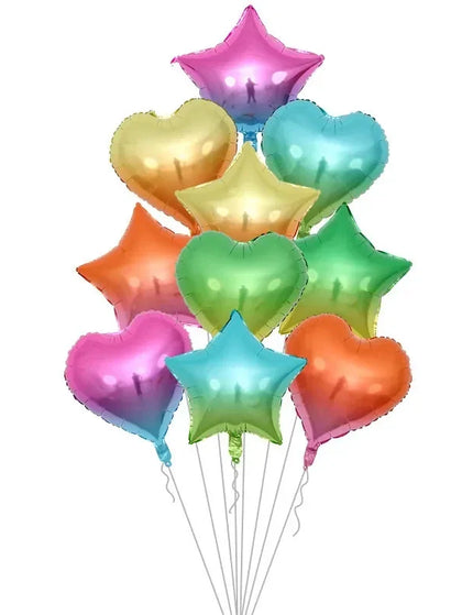 10pcs Balloon Set with foil heart & star