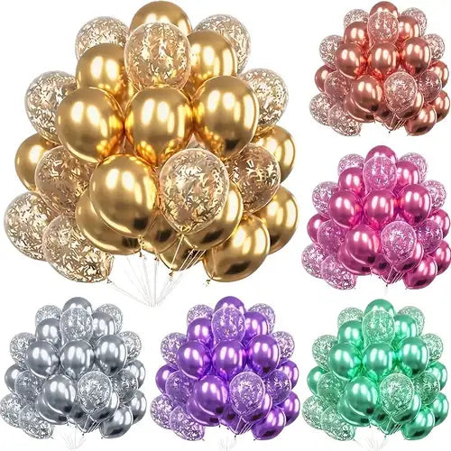 Confetti And Metallic Latex Balloons 30pc