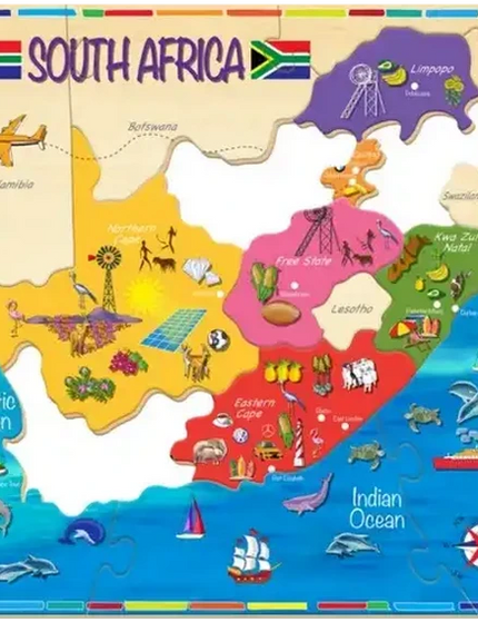 Wooden South African Map Puzzle Set 17 Piece