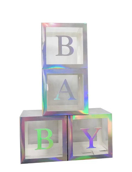 Silver "Baby" Balloon Cube Boxes