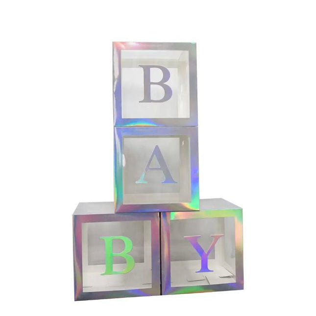 Silver "Baby" Balloon Cube Boxes