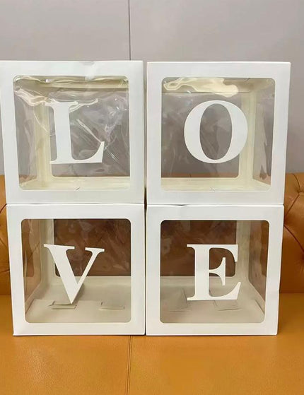 White "Love" Balloon Cube Boxes