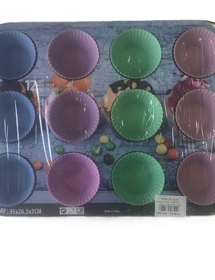 12 Cup Non-stick Muffin tray with Silicone Inserts