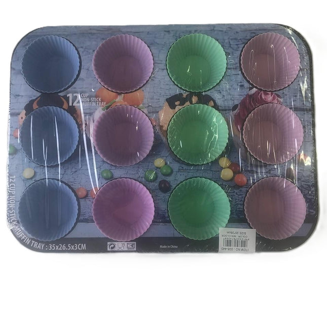 12 Cup Non-stick Muffin tray with Silicone Inserts