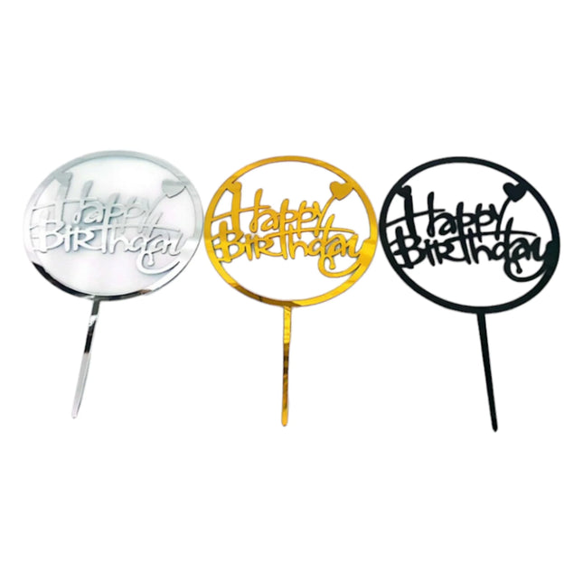 Happy Birthday Round Cake Topper
