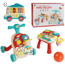 2 in 1 Baby Walker Sit-to-Stand Learning Early Educational Removable Play Panel